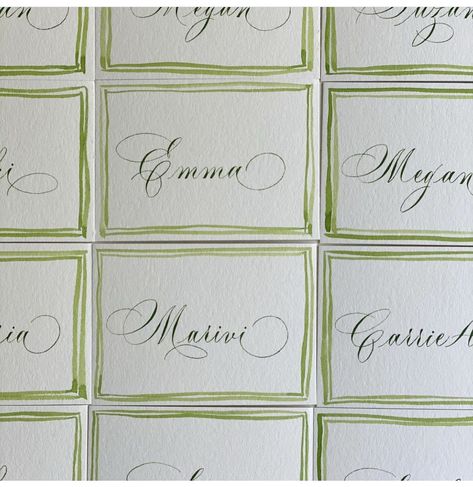 Italian Wedding Name Cards, Dinner Party Name Card Ideas, Wedding Day Stationary, Placement Cards Wedding, Calligraphy Place Cards, Party Names, November Wedding, Wedding Name, Wedding Calligraphy