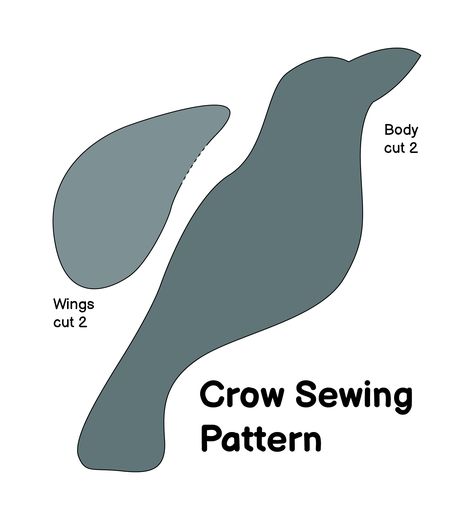 Primitive Sewing Patterns Free, Bird Sewing Pattern Free, Fall Applique Patterns Free, Free Bird Sewing Patterns, Crow Pattern Free, Crow Template, Crow Pattern, Crow Outline, Crow Craft