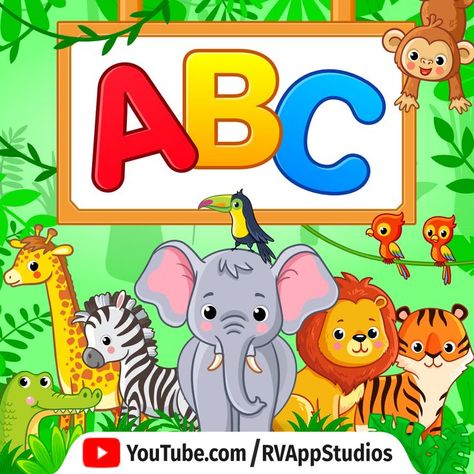 Alphabet Songs For Kindergarten, Abcd Alphabet Fonts For Kids, Learn Alphabet For Kids, Alphabet Rhymes, Preschool Rhymes, Fonts For Kids, Rhyme Songs, Kids Learning Alphabet, Kids With Animals