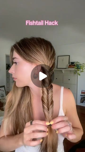 Jordynn Wynn on Instagram: "Perfect for my girls who can’t braid! 
#fishtailbraid #braidhairstyles #thickhair #thickhairstyles" Fishtail Braid Hack, How To Fish Tail Braid, Boho French Braids, How To Fishtail Braid Your Own Hair, How To Do A Fishtail Braid, Fishtail Side Braid, Fish Braids, One Sided Braid, Side Fishtail Braid