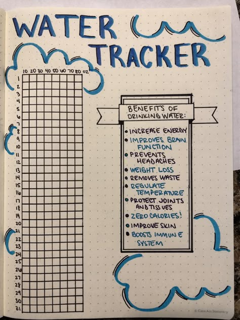 Bullet Journal Water Tracker, Bullet Journal Calendrier, Bullet Journal Starter Kit, Bullet Journal 2020, Bullet Journal Ideas Templates, Bullet Journal Mood Tracker Ideas, Water Tracker, Bullet Journal Paper, Bullet Journal Tracker