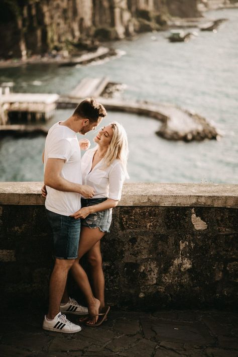 Sorrento engagement photoshoot | Summer on the Amalfi Coast Windy Portrait, Sorrento Wedding, Wedding Photo Session, Photoshoot Summer, Wedding Proposals, Stylish Couple, The Amalfi Coast, Golden Light, Engagement Portraits