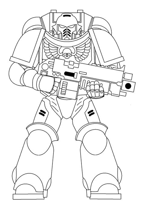 Warhammer Coloring Pages, Space Marine Template, Warhammer 40k Sketch, Warhammer 40k Coloring Pages, Warhammer Space Marine Art, Warhammer 40k Drawing, Character With Four Arms, Warhammer Sketch, Space Marine Drawing