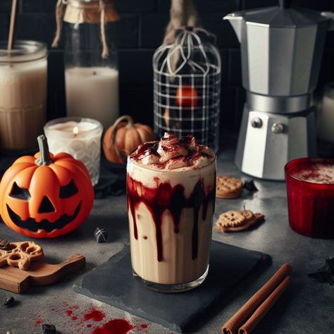 Halloween Brew, Pumpkin Spice Drinks, Javy Coffee, Cold Brew Coffee Concentrate, Halloween Menu, Coffee Concentrate, Halloween Food Treats, Ice Milk, Strawberry Sauce