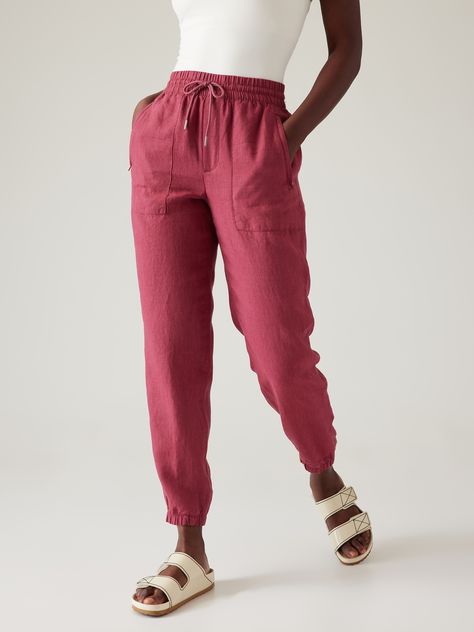 Women's Retreat, Linen Joggers, Womens Retreat, Printed Joggers, Wide Leg Linen Pants, Fashion Joggers, Joggers Womens, Athleta Pants, Cropped Pants