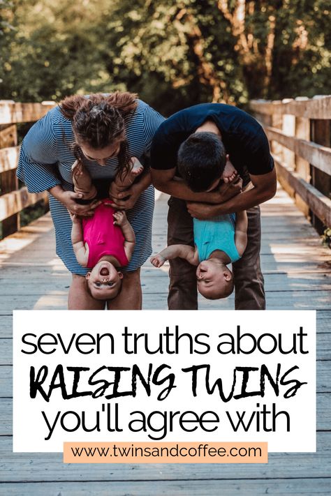 Raising twins is no walk in the park. You'll find a whole new meaning for tired and learn that help isn't so bad. Here are 7 truths about raising twins including my number one tip for twins. Twins Tips, Twin Parenting, Sleeping Twins, Twin Onesies, Raising Twins, Twin Life, Kids Onesies, Coffee Blog, Expecting Twins