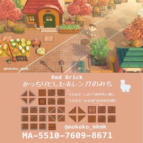 Brick Sidewalk, Acnh Paths, Motif Acnl, Brick Pathway, Brick Path, Orange Brick, Animal Crossing Guide, Acnh Design, Acnh Designs