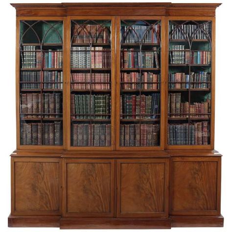 Low Cupboard, Pine Bookcase, Breakfront Bookcase, Glass Wall Shelves, Mahogany Bookcase, Bookcase With Glass Doors, Antique Bookcase, Library Designs, Bookcases For Sale