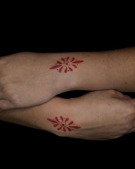 Red Ink Tattoo Ideas, Bracelet Tattoos For Women, Ink Tattoo Ideas, Dark Roses Tattoo, Red Flower Tattoos, Tattoo Ink Colors, Bracelet Tattoos, Red Ink Tattoo, Bracelet Tattoo