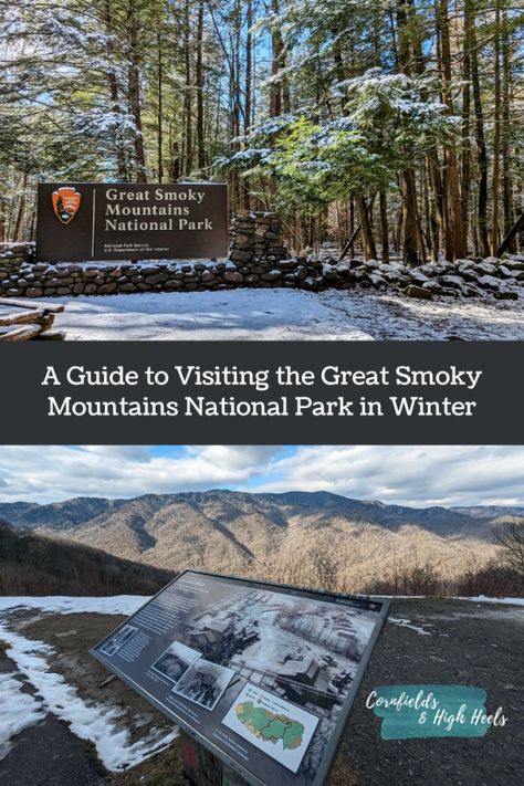 A Guide to Visiting the Great Smoky Mountains National Park in Winter - Cornfields and High Heels Smoky Mountains Winter, Great Smoky Mountains Aesthetic, Smoky Mountains National Park, Smokey Mountain National Park, Smokie Mountains, Smokey Mountains National Park, Smoky Mountains Tennessee, Mountains Aesthetic, National Park Photos