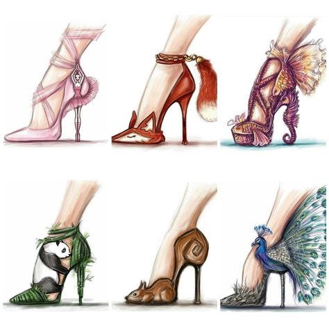 Footwear For Women Illustration, Heels Fashion Illustration, High Heel Design, Shoes Design Sketches, Shoes Design Drawing, Heels Painting, Heel Drawing, Heels Illustration, Heels Drawing