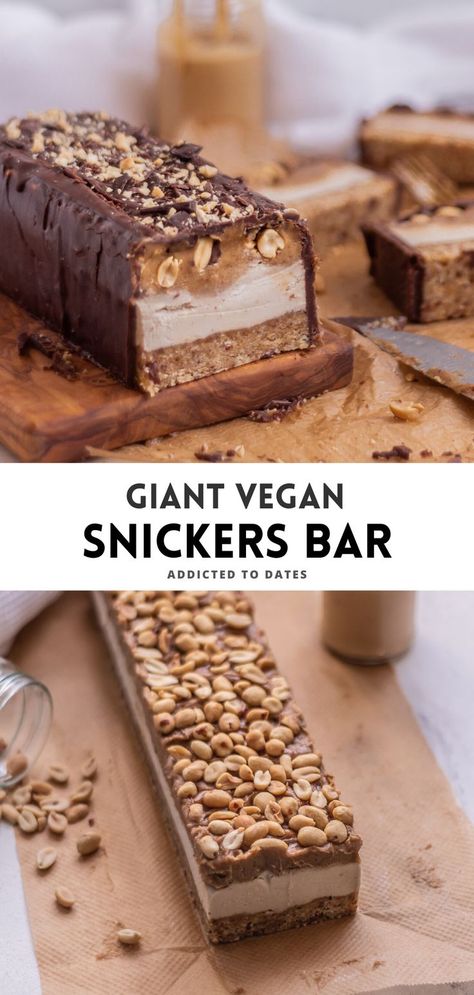 Deserturi Raw Vegan, Vegan Snickers, Homemade Snickers, Raw Vegan Desserts, Vegan Bar, Vegan Candies, Desserts Vegan, Vegan Milk, Raw Desserts