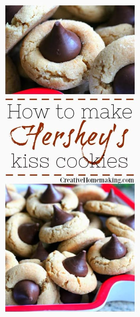 Kiss Cookie Recipe, Hersheys Kisses, Hershey Kiss Cookies, Peanut Butter Blossom, Peanut Butter Blossom Cookies, Easy Christmas Cookie Recipes, Holiday Cookie Exchange, Blossom Cookies, Kiss Cookies