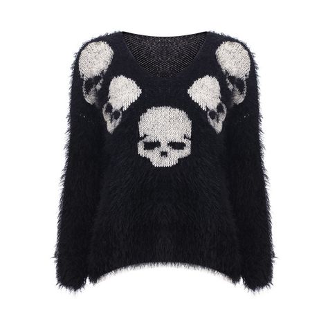 Knitted Skull Print Black Jumper( Halloween sale on 10.26 ) ($56) ❤ liked on Polyvore featuring tops, sweaters, shirts, jumpers, skull print shirt, jumpers sweaters, skull top, skull print sweater and jumper shirt Banded Collar Shirts, Skull Sweater, Skull Clothing, Black Jumper, Long Sleeve Jumper, Skull Shirts, Latest Street Fashion, Halloween Sale, Swaggy Outfits