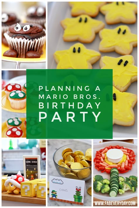 Mario Bday Party, Nintendo Birthday Party, Nintendo Birthday, Mario Kart Party, Mario Bros Birthday Party Ideas, Nintendo Party, Classic Nintendo, Super Mario Bros Birthday, Mario Bros Birthday Party