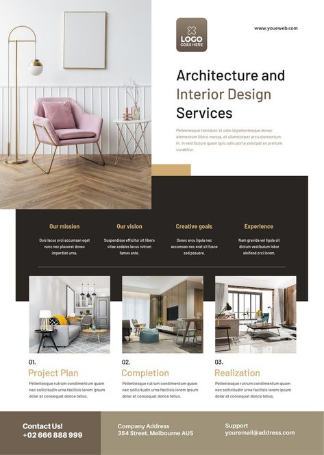 Interior Design Flyer, Promotion Flyer, Flyer Free, Psd Flyer, Simple Interior, Simple Cartoon, Classical Architecture, Interior Design Companies, Graphic Design Templates