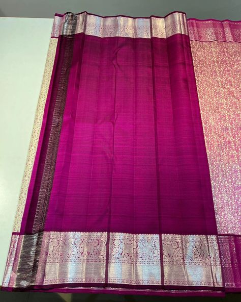 Pure Kanchipuram Bridal Silk Saree with meenakari work and Korvai Handwoven, Price: 26600+shipping, 1 gram silver zari, White and wine color combination, Floral designs with meenakari work on body, Traditional border, Grand Pallu, Plain Blouse, Kanchivaram Handwoven FOR ORDERS, DM or WHATSAPP TO +91 6382231990 WORLD WIDE SHIPPING🌍 #purekanjivaramsilk #directfromweavers #wholesaleprice #kanchipattu2024 #purepattusarees #kanchipuramweddingsaree #sareelove #weddingsilksarees #indianweddings... Wine Color Combination, Bridal Silk Saree, Plain Blouse, Wine Color, Wine Colored, Floral Designs, Color Combination, Silk Saree, Indian Wedding