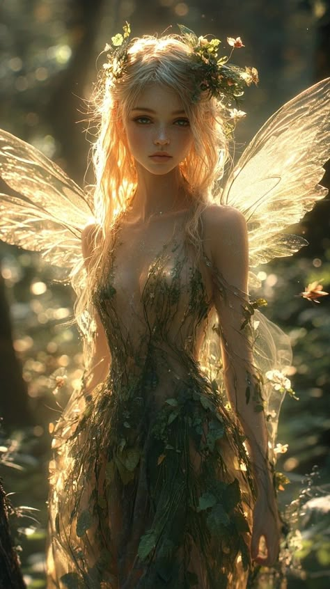 Fairy Realistic, Fae Forest, Forest Fairy Aesthetic, Enchanted Forest Fairy, Fae Aesthetic, Nature Fairy, Ethereal Fairy, Light Fairy, Pixies Fairies