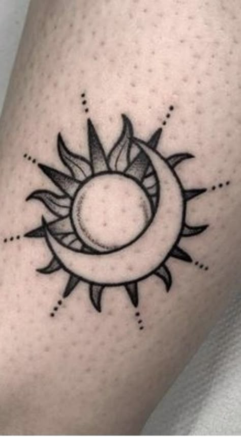 Sunflower Moon, Shen Long Tattoo, Sun Moon Tattoo, Family Quotes Tattoos, Luna Tattoo, Butterfly Tattoo Stencil, Moon Sun Tattoo, Simple Tattoos For Women, Dragon Tattoo For Women