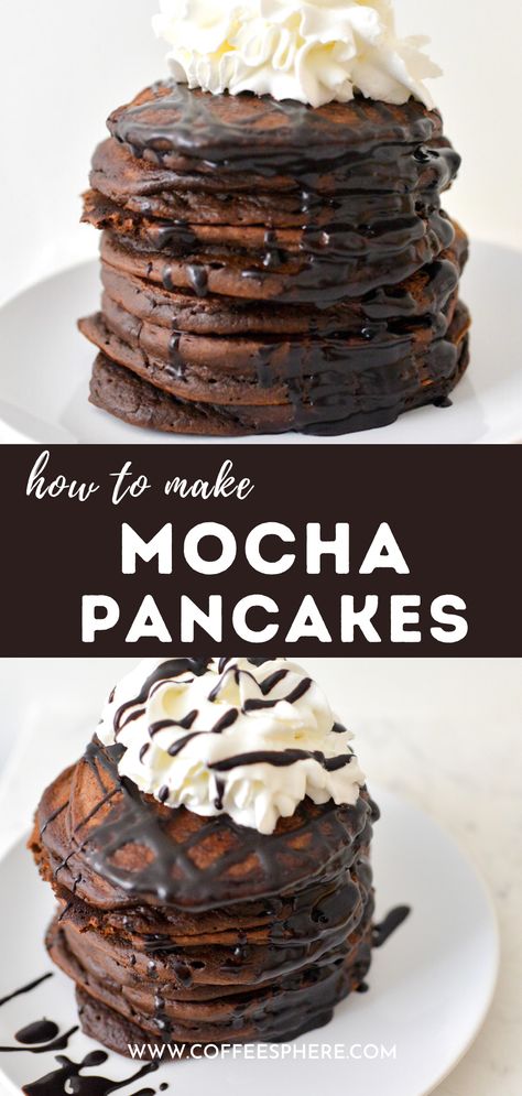 Flavored Pancakes Recipe, Coffee Pancakes Recipe, Pancakes Fancy, Pancake Flavor Ideas, Fancy Pancake Recipe, Fancy Pancakes, How To Make Mocha, Easy Coffee Drinks Recipes, Flap Jacks