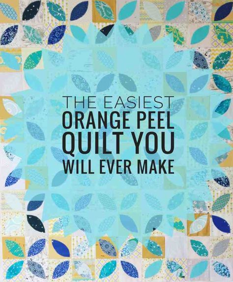 Orange Peel Quilt Tutorial Orange Peel Quilt, Needle Turn Applique, Snowball Quilts, Charm Quilts, Patchwork Tutorial, Orange Peels, Orange Quilt, Raw Edge Applique, Charm Quilt