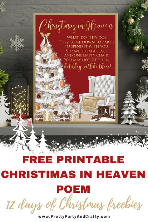 Loved Ones In Heaven At Christmas, Empty Chair Poem, Red Chair Christmas In Heaven, Christmas Loss, Christmas In Heaven Diy, Loved Ones In Heaven Quotes Christmas, Christmas In Heaven Poem Free Printable, Christmas In Heaven Lantern Diy, Christmas In Heaven Poem