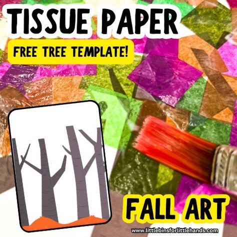 Tissue Paper Fall Tree Craft Fall Leaf Art, Tissue Paper Trees, Fall Tree Craft, Fall Leaf Art Projects, Tree Life Cycle, Leaf Identification, Fall Science, Autumn Leaves Craft, Preschool Crafts Fall