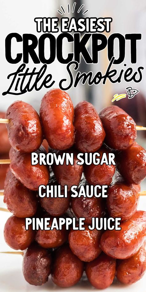 Crock Pot Smokies Recipe, Lil Smokies Dipping Sauce, Sweet Chili Smokies Crockpot, Cheddar Smokies Recipes, Meatball And Lil Smokies Crock Pot, Kielbasa Appetizer Recipes Crockpot, Bbq Wieners Crockpot Lil Smokies, Lit’l Smokies Crock Pot, Smoked Wieners Lil Smokies