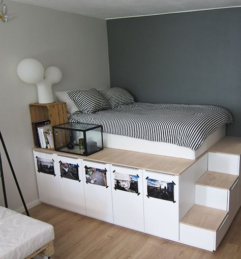 23 Decorating Tricks for Your Bedroom. Cupboard Design For BedroomIkea Shelves BedroomBedroom Storage Ideas For Small SpacesBedroom Decor For Small RoomsBox Room Bedroom IdeasIkea Hack BedroomOrganizing Small BedroomsSmall Bedroom HacksBeds For Small Rooms. Cooler Hacks, Sliding Desk, Desk Cart, Reka Bentuk Bilik Tidur, Small Bedroom Ideas For Couples, Diy Platform Bed, Bed Platform, Childrens Bedroom, Small Bedroom Designs