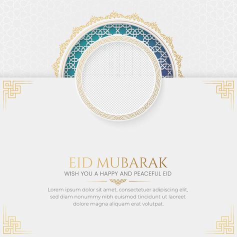 Eid Mubarak Golden Luxury Islamic Social Media Post with Arabic Style Pattern and Photo Frame Floral Watercolor Background, Conference Poster, Eid Mubarak Wishes, Arabic Style, Greeting Card Template, Canva Elements, Islamic Design, Idul Fitri, Print Packaging