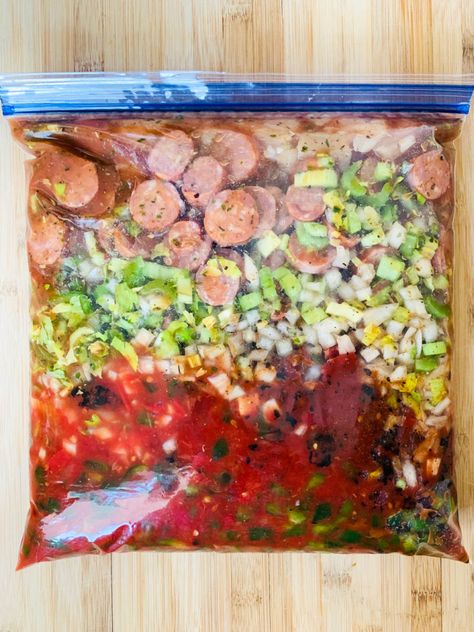 Gluten Free Jambalaya, Jambalaya Recipe Instant Pot, Instant Pot Jambalaya, Chicken Andouille Sausage, Sausage Jambalaya Recipe, Andouille Sausage Recipes, Batch Meals, Instant Pot Freezer, Instant Pot Freezer Meals