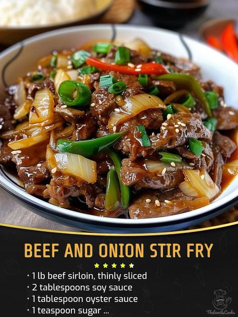 Chinese Beef And Onion Stir Fry, Beef And Onion Stir Fry, Beef Recepies, Beef With Mushroom, Cultural Foods, Pan Seared Chicken Breast, Beef Stir Fry Recipes, One Pot Cooking, Seared Chicken