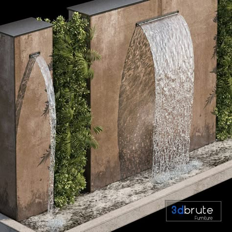 Waterfall fountains cascade 05 3d model Buy Download 3dbrute Cascade Water Feature, Outdoor Panels, Garden Shower, Boundary Walls, Waterfall Fountain, Reflecting Pool, Curved Walls, Wall Fountain, Water Bodies