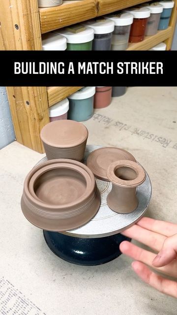 Andrew Clark on Instagram: "This 4 part match striker is one of my favorites to make. I really like the process of throwing a bunch of small parts and building something bigger." Andrew Clark, Match Striker, Small Objects, Something Big, Build Something, Ceramics Projects, My Favorites, The Process, Dog Bowls