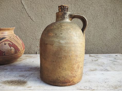 Antique Whiskey Jug with Cork Speckled Stoneware Crock Primitive Decor, Country Farmhouse Decor Whiskey Jug Decor Ideas, Moonshine Whiskey, Jug Decor, Antique Crocks, Speckled Stoneware, Ranch Decor, Cosy Christmas, Primitive Decor, Farm Decor