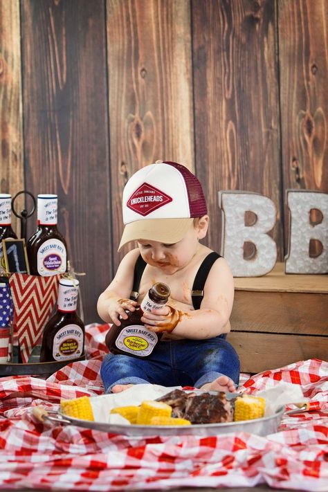 Cake Smash With Steak, Food Smash First Birthday, 1st Birthday Photoshoot Steak, Rib Smash Photo Shoot, My First Bbq Birthday, Ribs Smash First Birthday, 1 Year Steak Smash, Baby Steak Smash Photoshoot, One Year Old Steak Smash