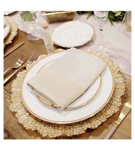 Plate Chargers & Placemats Gold Charger Plates, Black Plastic Plates, Wedding Dinner Plates, Silver Charger Plates, Table Chargers, Charger Plates Wedding, Plate Chargers, Gold Charger Plate, Family Dinner Table