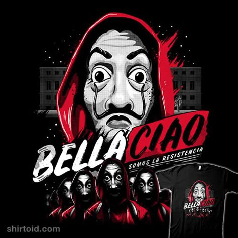 "Bella Ciao" by eduely Somos la resistencia Inspired by Money Heist Money Heist Logo, Money Heist Cartoon, Drawing Money Heist, Money Heist Illustration, Money Heist Poster Hd, Bella Ciao Wallpaper, Money Heist Wallpaper Bella Ciao, Narcos Poster, Pac E Mike