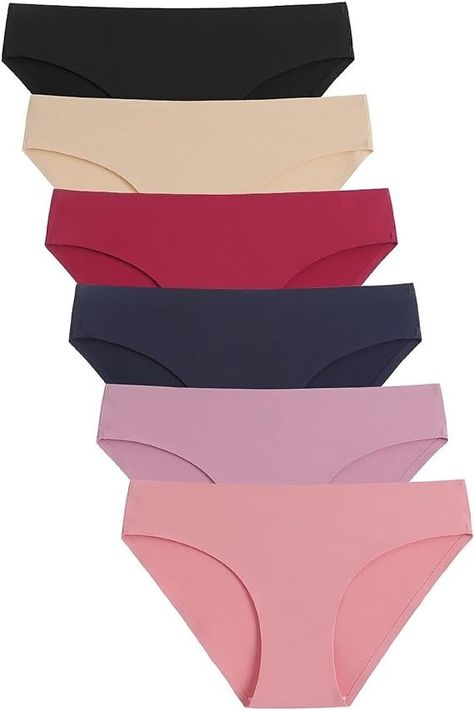 Caterlove Women's Seamless Underwear No Show Stretch Bikini Panties Silky Invisible Hipster 6 Pack at Amazon Women’s Clothing store Camping Clothes, Seamless Panty, Mha Dr, Workout Pics, Feel Nothing, Academia Clothes, Women Workout, Layers Of Skin, Beautiful Lines