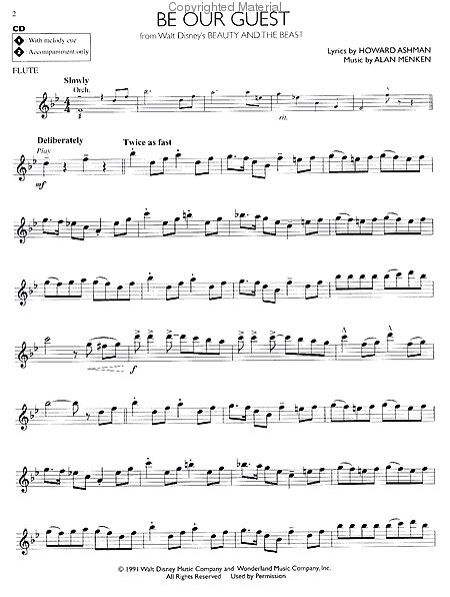 Be Our Guest (flute sheet music) Disney Songs Flute Sheet Music, Beauty And The Beast Flute Sheet Music, Violin Sheet Music Disney Songs, Flute Sheet Music Popular Songs, Flute Sheet Music Disney, Flute Songs, Sheet Music Flute, Oboe Music, Alto Sax Sheet Music