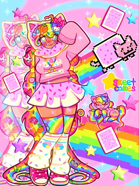 Decora Art, Making A Comic, Scenecore Art, Eyestrain Art, Kidcore Art, Nyan Cat, Cute Art Styles, Kawaii Drawings, Kawaii Art