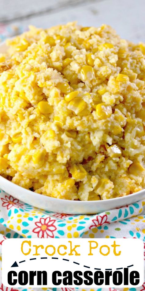 Corn In The Crockpot, Veggies Crockpot Recipes, Corn Casserole Recipe Crockpot, Crockpot Jiffy Corn Casserole, Crockpot Corn Thanksgiving, Thanksgiving Food Crockpot, Cream Corn Casserole Crockpot, Corn Casserole Crockpot Jiffy, Crockpot Corn Dish