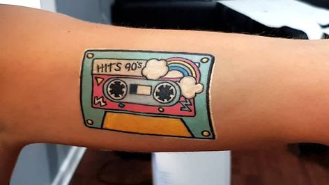 Nostalgia Tattoo, Cassette Tattoo, Buttercup Tattoo, Little Prince Tattoo, 90s Tattoos, Prince Tattoos, Theme Tattoo, Kawaii Tattoo, Cover Up Tattoos