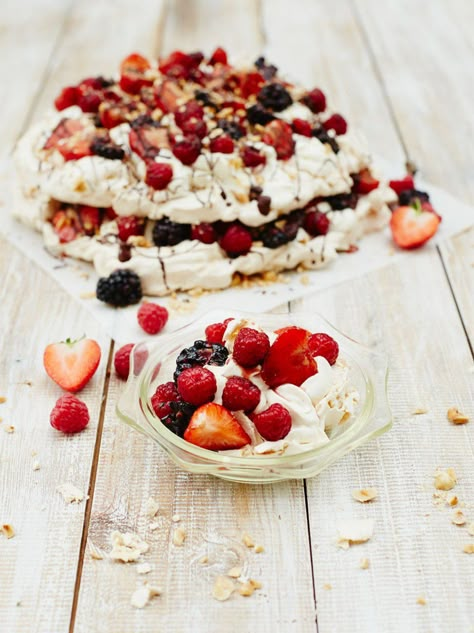 Eton mess recipe | Jamie Oliver recipes Eaton Mess Recipe, Eton Mess Cake, Eton Mess Dessert, Eton Mess Recipe, Eaton Mess, Picnic Dinner Party, Homemade Fish And Chips, Berry Pavlova, Strawberry Pavlova