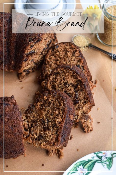 Moist, sweet, and oh so comforting! This Prune Bread is perfect for breakfast or dessert! Prune Recipes Desserts, Prune Recipes Healthy, Prune Desserts, Plum Quick Bread, Prune Bread Recipe, Prune Bread, Biscuit Muffins, Prune Cake, Prune Recipes