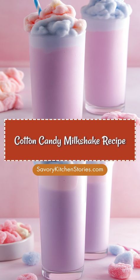 Dreaming of a drink that combines nostalgia and sweetness in every sip? This Cotton Candy Milkshake Recipe is just what you need! Bursting with flavor and creativity, it’s a delightful addition to any candy drinks collection. Be sure to save it for those special occasions and sweet cravings! Fun Milkshake Ideas, Cotton Candy Mocktail Recipe, Cotton Candy Milkshake Recipe, Cotton Candy Milkshake, Crazy Milkshakes, Candy Milkshake, Diy Cotton Candy, Cotton Candy Recipe, Alcoholic Milkshake