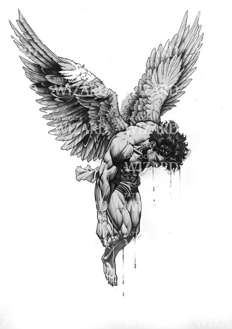 Immerse yourself in ancient Greek mythology with this unique black & grey tattoo design. The piece depicts Icarus, the adventurous man with wax and feather wings, in his unforgettable falling scene. Perfect for those who appreciate meaningful art and bold, timeless storytelling through body ink.Instant Download When you purchase this design, you’ll receive the high-resolution version without the watermark via email. You can take this design to your tattoo artist as-is, modify it, or use it as in