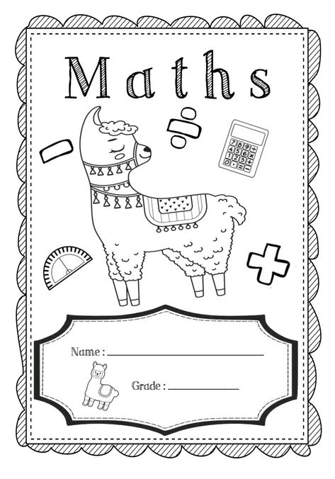 Maths Portfolio Cover Page, Math Notebook Cover, File Dividers, Preschool Activities Printable, Workbook Cover, Project Cover Page, Educational Activities For Preschoolers, Holiday Homework, Alphabet Worksheets Kindergarten