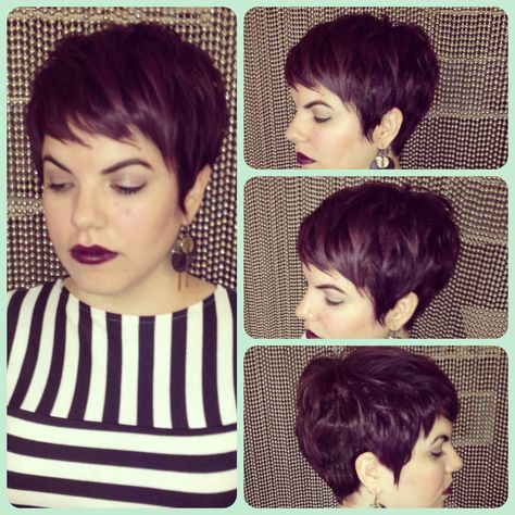 purple pixie Purple Pixie Cut, Purple Pixie, Layered Pixie, Cute Haircuts, Long Pixie, Sassy Hair, Hair Affair, Short Pixie Haircuts, Short Hair Styles Pixie