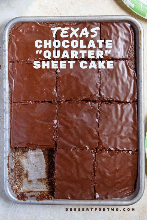 Texas Fudge Cake, Sheet Pan Cake, Quarter Sheet Cake, Texas Chocolate Sheet Cake, Snack Platters, Texas Sheet Cake Recipe, Batch Baking, Dessert Treats, Small Batch Baking